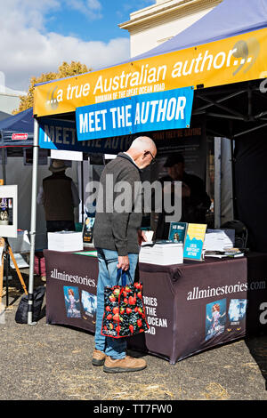 Clunes Booktown festival in the 1850`s gold mining town of Clunes in Victoria Australia. Stock Photo